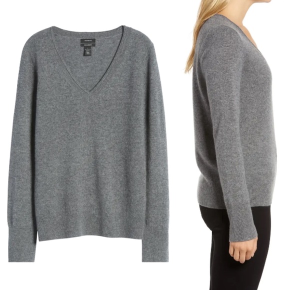 Halogen V-Neck Cashmere Sweater Dark Grey XS NWOT - Picture 11 of 11